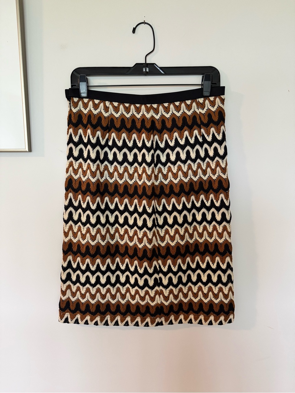 Linea by Louis Dell'Olio Brown, Black & Cream Wavy Stripe Pencil Skirt